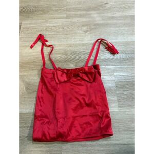 Victoria's Secret Red Satin Bow Lace Up Corset Top XS Small Bustier‎ Lingerie